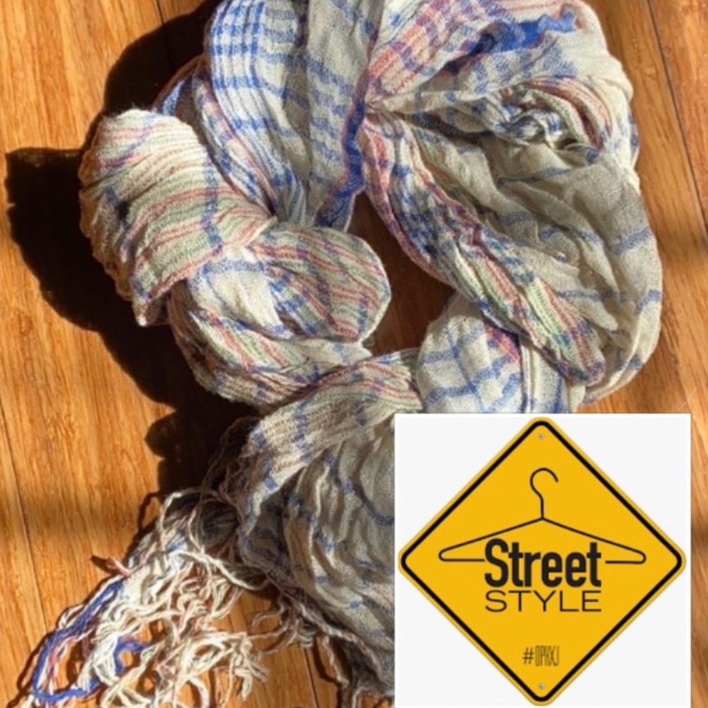 Street Style Linen Cloth Plaid Boho Neck Scarf